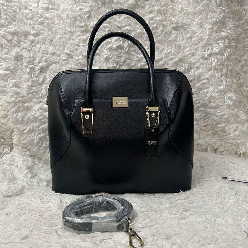 Cromia‎ Womens Leather Black Zip Around Hand /Shoulder Bag Convertible NEW!